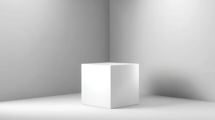 High-quality photo of white cube podium platform isolated on png 3d geometric background of blank box product stage stand minimal display empty rectangle pedestal block object.