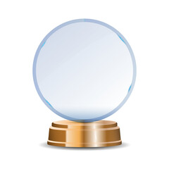 Single crystal award with bronze metallic base. Realistic transparent glass trophy for winner recognition, elegant celebration or prestigious accomplishment illustration.