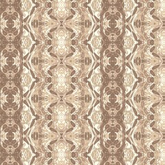 Ornate damask-style pattern with a fluid, liquid effect. Symmetrical abstract design in brown and beige