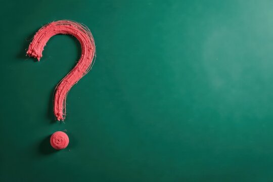 A Pink Question Mark Crafted from Twisted Threads on a Green Background, Leaving Space for Your Text or Message
