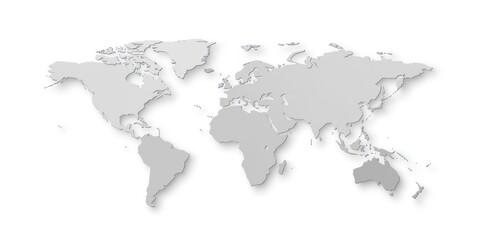 Fototapeta premium World map in gray color minimalistic illustration design.