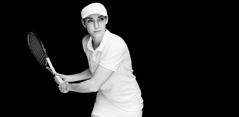 Naklejka premium Confident woman playing tennis