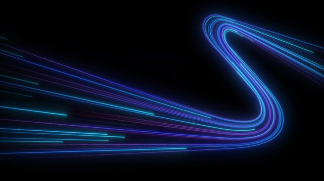 High speed blue line abstract technology background digital fiber hi tech concept. speed light line motion blur on dark background, data transfer simulation.