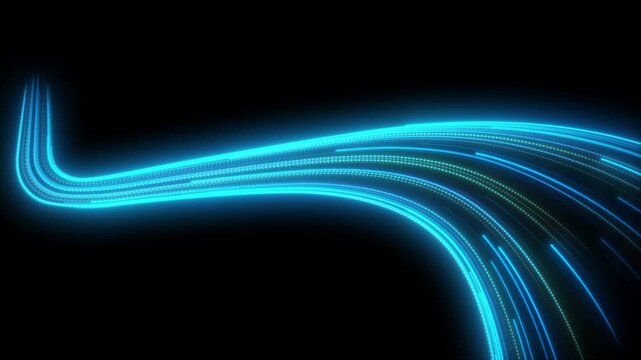 High speed blue line abstract technology background digital fiber hi tech concept. speed light line motion blur on dark background, data transfer simulation.