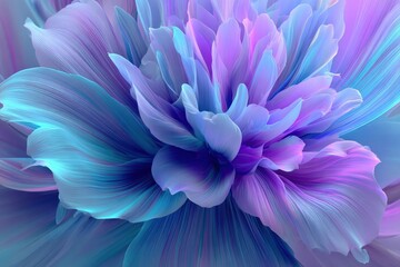Fototapeta premium Stunning abstract digital art of a vibrant colorful flower with flowing petal textures in bright purple blue and pink hues, high detail