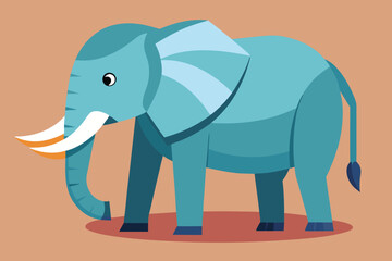 A cute, funny baby elephant cartoon illustration, a happy blue mammal in the wild