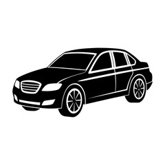 Fototapeta premium Illustration of a black sedan car with detailed wheels and window design