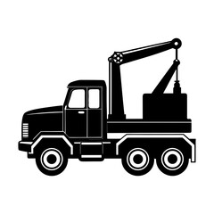 Naklejka premium Illustration of a black and white tow truck with a crane on its back