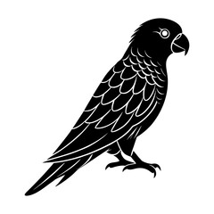 Fototapeta premium Silhouette illustration of a standing lorikeet bird with detailed wings