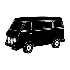 Illustration of a black van with white details on a white background