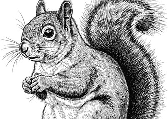 Intricate drawing captures a charming squirrel with a bushy tail © Zelish