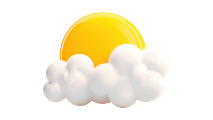 A cheerful sun shines over soft, white clouds, created with AI, PNG