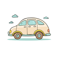 Naklejka premium Beige car on white background suitable for car dealership promotions, automotive blog graphics, brochure designs, website banners, and social media posts.
