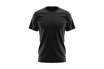 Black Round Neck T-Shirt Isolated on White Background for Apparel Design