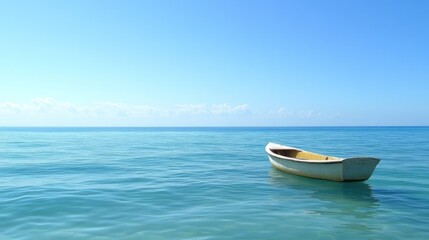 Naklejka premium Calm sea, solitary boat