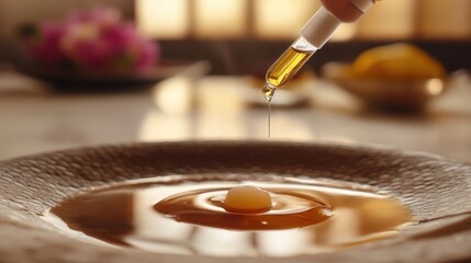 Obraz premium Liquid drizzle onto dish