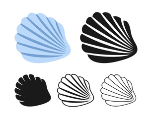 Sea shell mollusk symbol. Decorative beach marine underwater sign design element perfect for ocean designs and coastal tropical decor. Nautical undersea or aquarium exotic seashell vector illustration