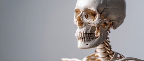 The detailed skeleton model showcasing human anatomy and structure.
