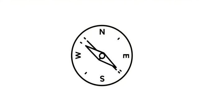 Simple black compass illustration on white background, symbolizing navigation and direction
