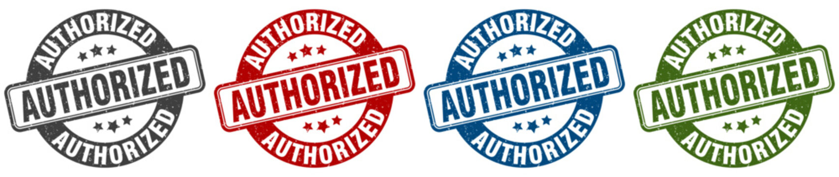 authorized stamp. authorized round stamp set isolated on white background