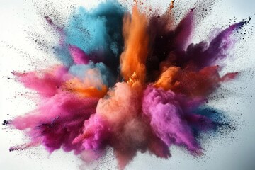 Large colorful explosion of powder on a white background