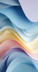 Abstract wavy layers of pastel colored paper