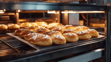professional bakery kitchen and stainless steel convection. ai generative