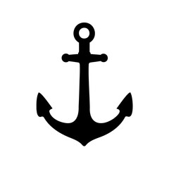 Ship anchor icon flat vector, Anchor silhouette vector