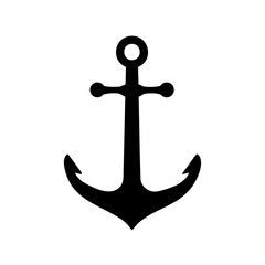 Ship anchor icon flat vector, Anchor silhouette vector
