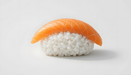 Minimalist Vector of Salmon Nigiri Sushi with White Rice and Orange Fish Slice on White Background
