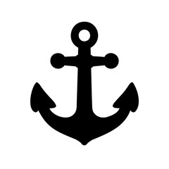 Ship anchor icon flat vector, Anchor silhouette vector