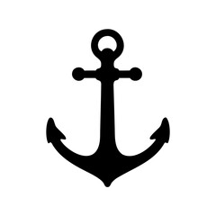 Ship anchor icon flat vector, Anchor silhouette vector