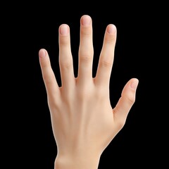 Elegant Hand Gesture with Soft Skin and Natural Nails Isolated on Black Background for Artistic and Creative Displays