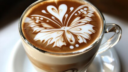 Close-up latte art, butterfly design
