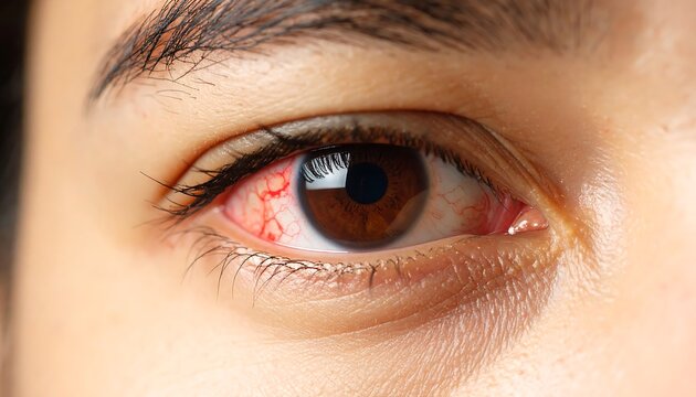 Close-up of a person's eye with redness