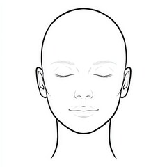 Minimalist Line Drawing of Female Face with Closed Eyes and Smooth Features
