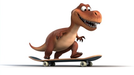 Cartoon T-Rex riding a skateboard