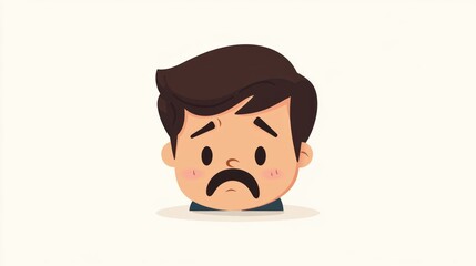 Cartoon boy head, sad expression