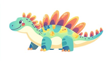 Cute cartoon dinosaur, vibrant colors