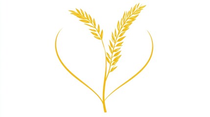 Two golden wheat stalks, heart-shaped outline