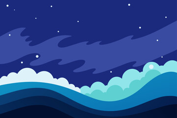 Fototapeta premium star studded sky over ocean waves with milkyway