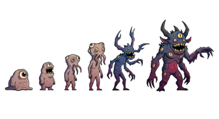 Monster Evolution Stages: From Blob to Beast