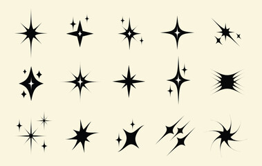 sparkling icon and startlihgt vector set, star shape and geometric icon set