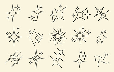 sparkling icon and startlihgt vector set, star shape and geometric icon set