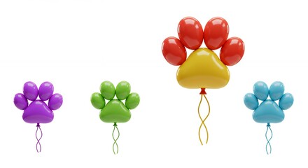 Colorful paw print balloons