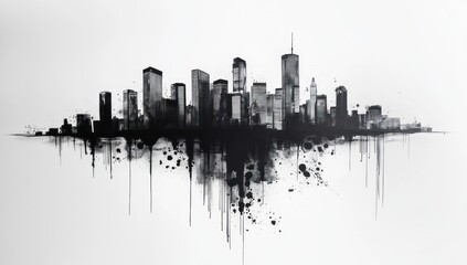 Fototapeta premium Monochromatic Metropolis: A Cityscape in Ink