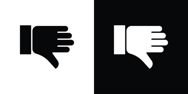 Thumb down icon Flat Vector illustration. Simple black symbols