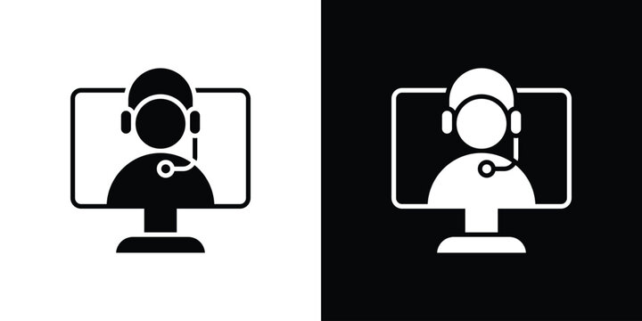 Tech support icon Flat Vector illustration. Simple black symbols