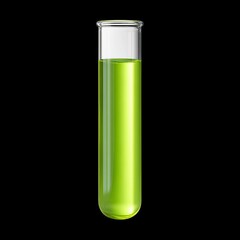 Green Liquid in Glass Test Tube on Black Background for Scientific and Laboratory Illustrations and Designs