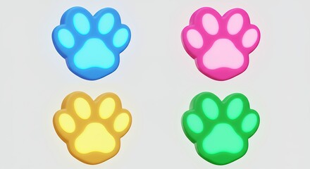 Fototapeta premium Four colorful paw prints design element